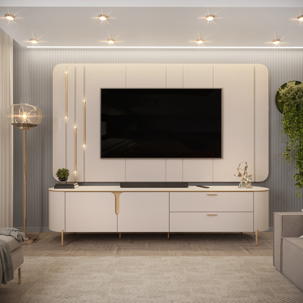 Celine Tv Stand & Tv Panel Max tv 75"
