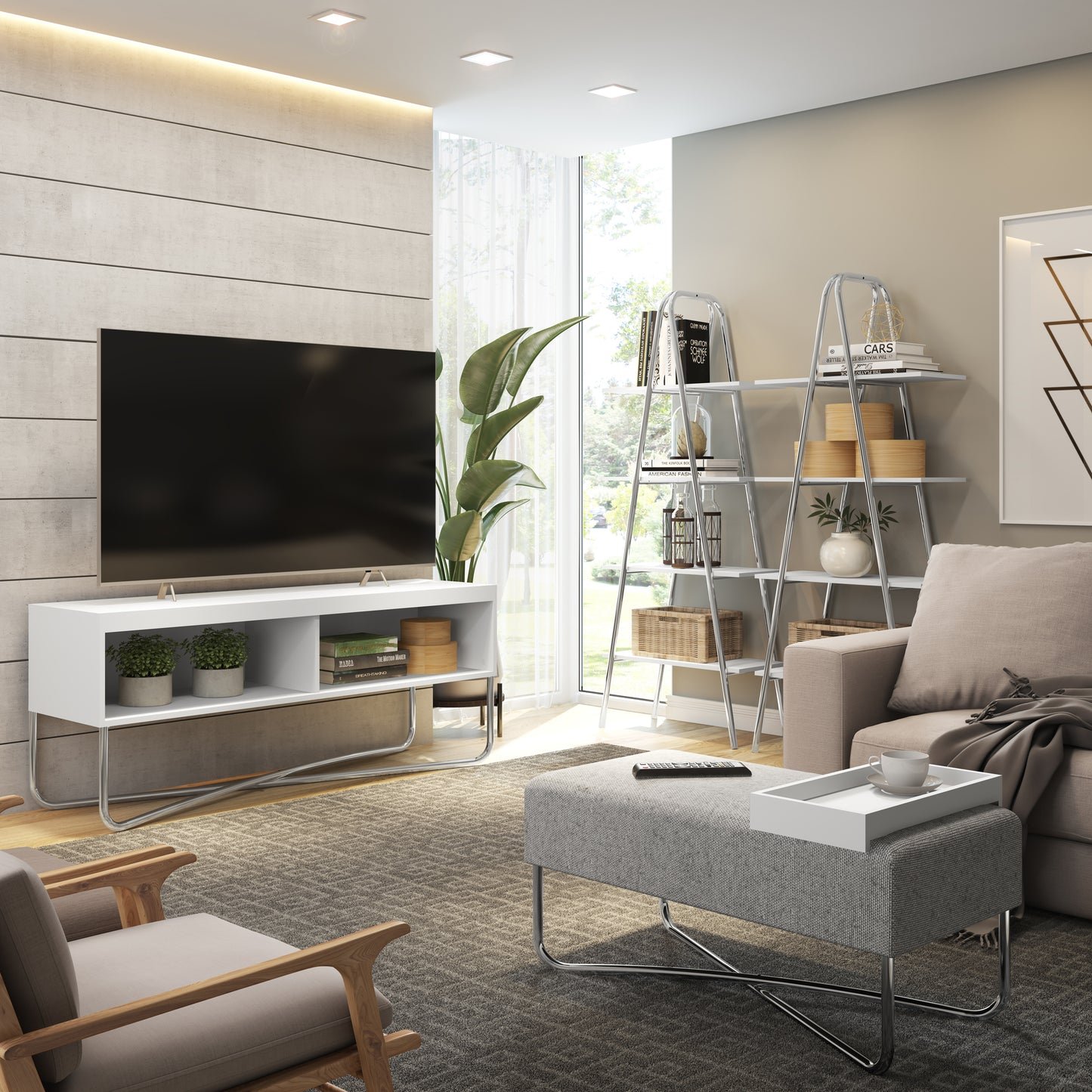 Connect Large Puff Stool - White/Alaska