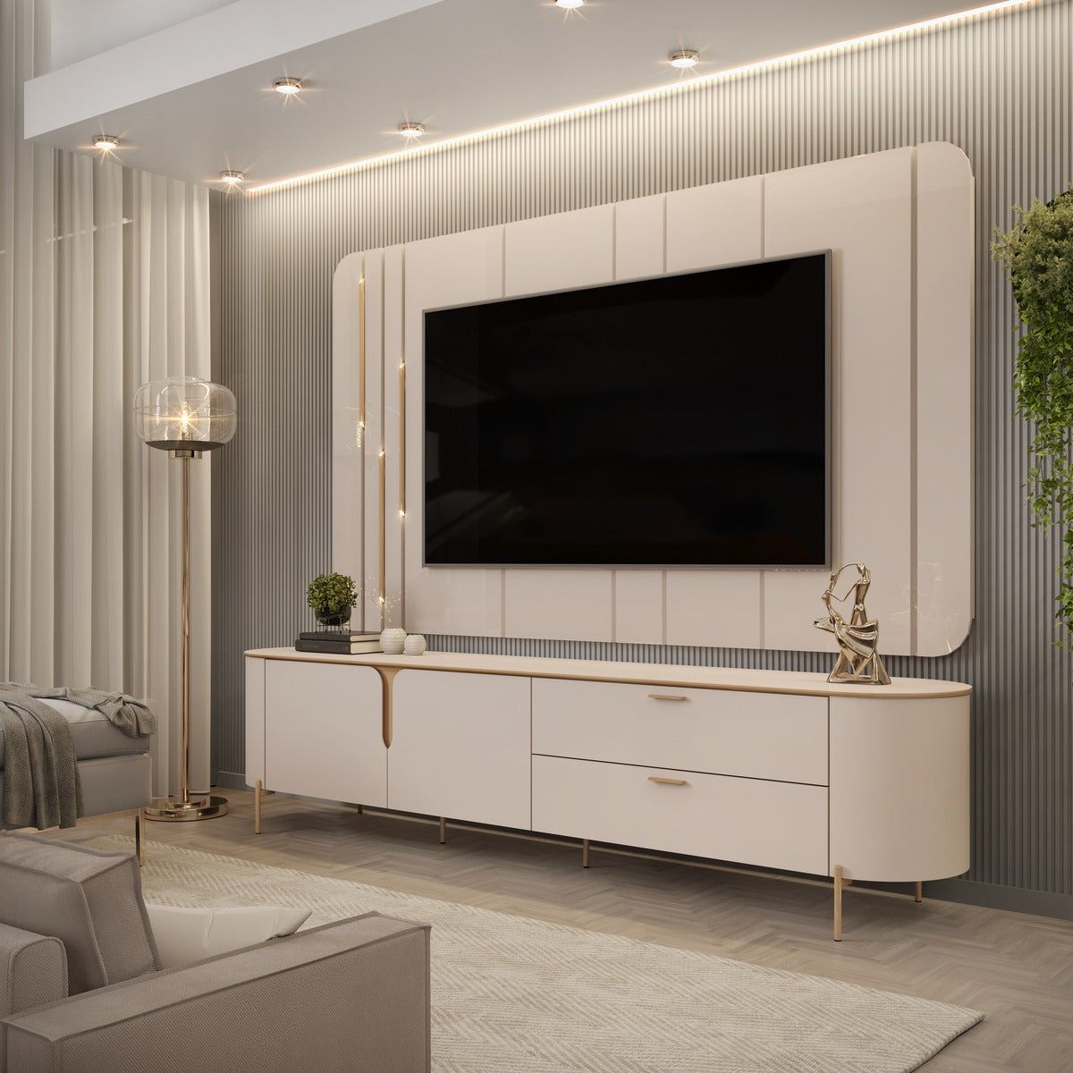 Celine Tv Stand & Tv Panel Max tv 75"